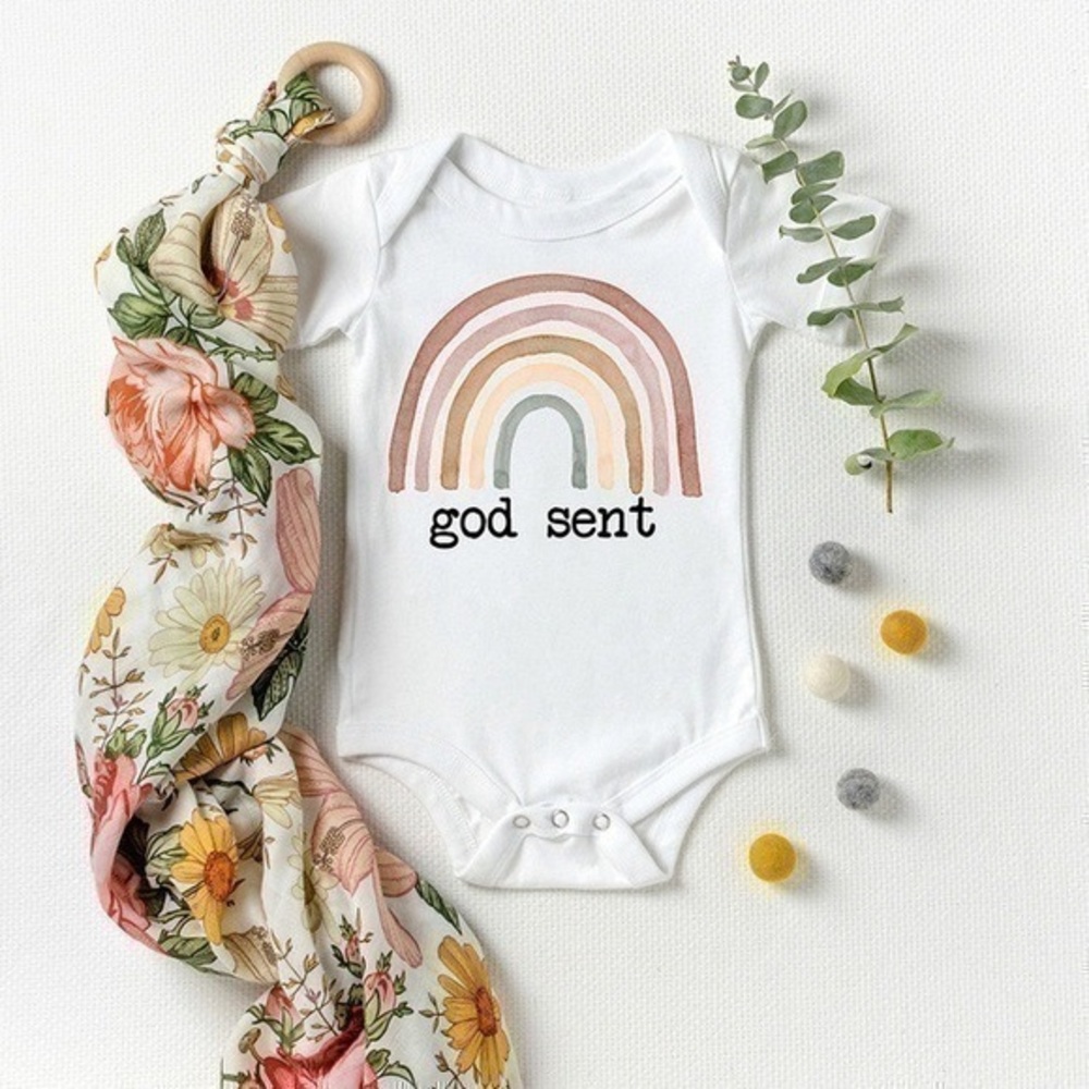 God sent rainbow baby onesie